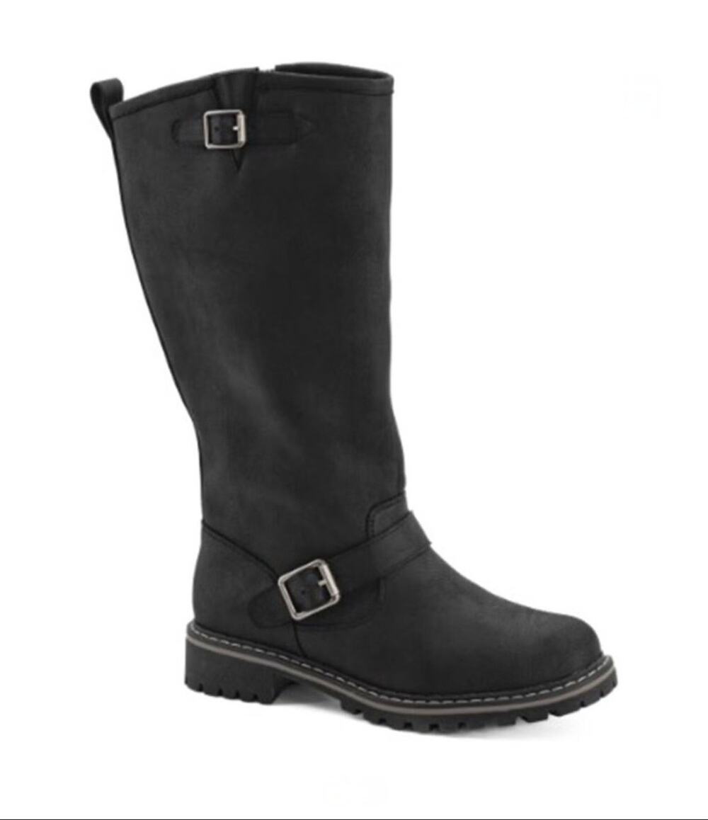 NEW! Corkys Women's Black Carny Fashion Boots Round Toe Buckle Biker Size 8